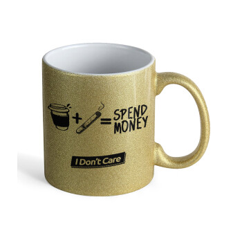 Spend Money, Κούπα Χρυσή Glitter που γυαλίζει, κεραμική, 330ml
