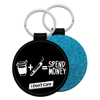 Spend Money, Μπρελόκ Δερματίνη, στρογγυλό ΜΠΛΕ (5cm)