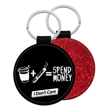 Spend Money, Μπρελόκ Δερματίνη, στρογγυλό ΚΟΚΚΙΝΟ (5cm)