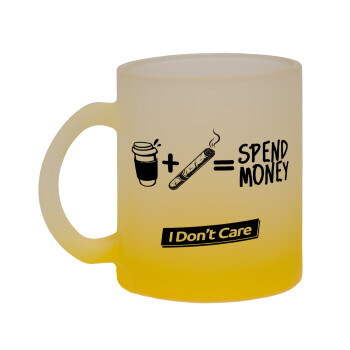 Spend Money, Κούπα γυάλινη δίχρωμη με βάση το κίτρινο ματ, 330ml