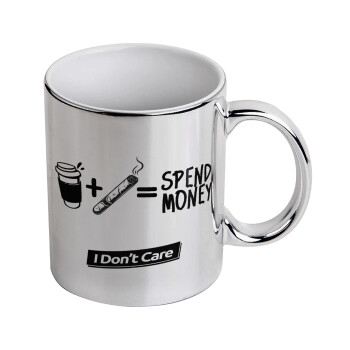 Spend Money, Mug ceramic, silver mirror, 330ml