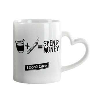 Spend Money, Mug heart handle, ceramic, 330ml