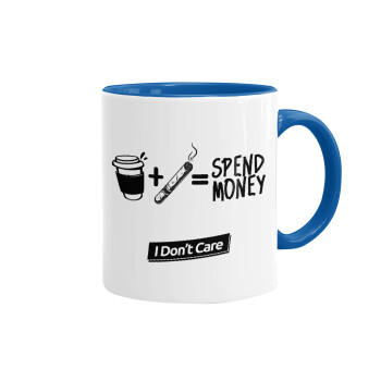 Spend Money, Κούπα χρωματιστή μπλε, κεραμική, 330ml