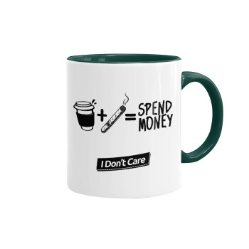Spend Money, Mug colored green, ceramic, 330ml