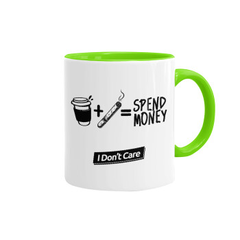 Spend Money, Mug colored light green, ceramic, 330ml