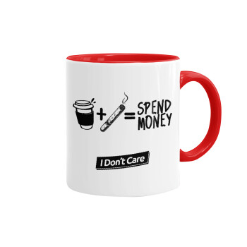 Spend Money, Κούπα χρωματιστή κόκκινη, κεραμική, 330ml