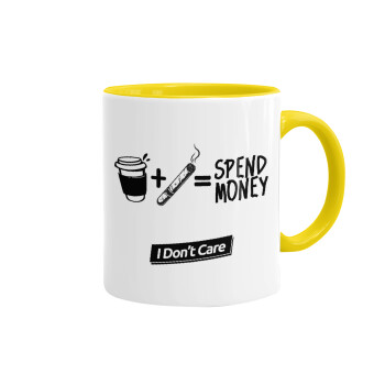 Spend Money, Mug colored yellow, ceramic, 330ml