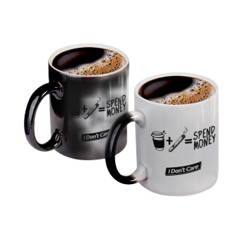 Spend Money, Color changing magic Mug, ceramic, 330ml when adding hot liquid inside, the black colour desappears (1 pcs)