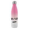 Μεταλλικό παγούρι θερμός Ροζ/Λευκό (Stainless steel), διπλού τοιχώματος, 500ml