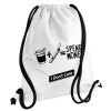Τσάντα πλάτης πουγκί GYMBAG λευκή, με τσέπη (40x48cm) & χονδρά κορδόνια