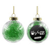 Transparent Christmas tree ball ornament with green filling 8cm