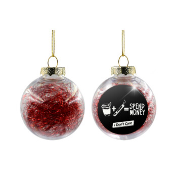 Spend Money, Χριστουγεννιάτικη μπάλα δένδρου διάφανη με κόκκινο γέμισμα 8cm