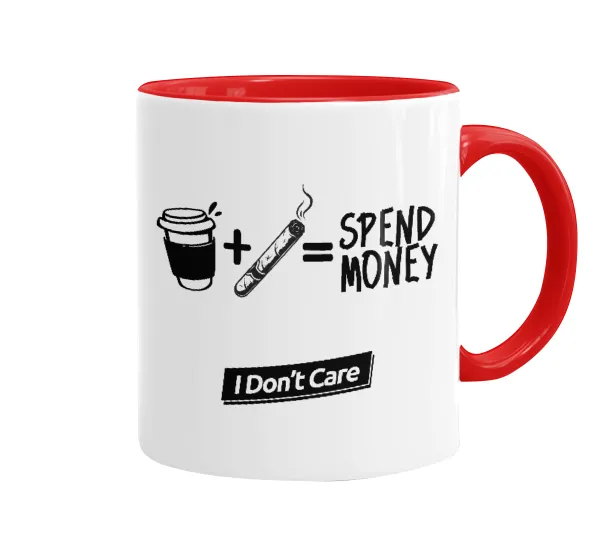 Spend Money — Κούπα χρωματιστή κόκκινη, κεραμική, 330ml