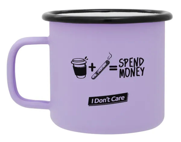 Spend Money — Metal enamel mug, matte light pastel purple, 360ml