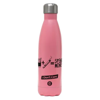 Spend Money, Μεταλλικό παγούρι θερμός Ροζ Ματ (Stainless steel), διπλού τοιχώματος, 500ml