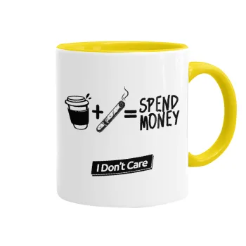Spend Money, Mug colored yellow, ceramic, 330ml