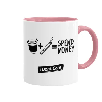 Spend Money, Κούπα χρωματιστή ροζ, κεραμική, 330ml