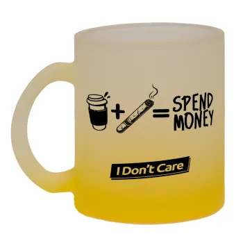 Spend Money, Κούπα γυάλινη δίχρωμη με βάση το κίτρινο ματ, 330ml