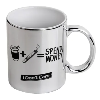 Spend Money, Mug ceramic, silver mirror, 330ml
