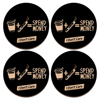 Spend Money, ΣΕΤ x4 Σουβέρ ξύλινα στρογγυλά plywood (9cm)