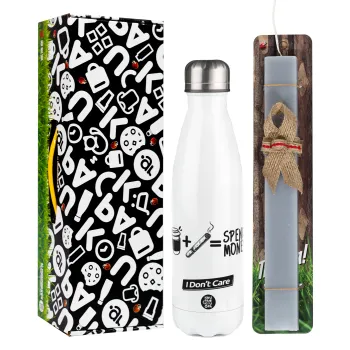 Spend Money, Easter candle, metallic white thermos bottle (500ml) & aromatic flat candle (30cm) (GRAY)