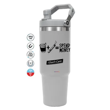 Spend Money, ΓΚΡΙ χρώματος Θερμός Ανοξείδωτο 890ml (30oz) με χερούλι