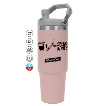 Spend Money, ΡΟΖ χρώματος Θερμός Ανοξείδωτο 890ml (30oz) με χερούλι