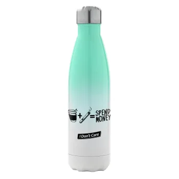 Spend Money, Metal mug thermos Green/White (Stainless steel), double wall, 500ml