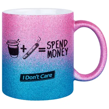 Spend Money, Κούπα Χρυσή/Μπλε Glitter, κεραμική, 330ml