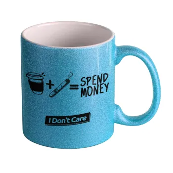 Spend Money, Κούπα Σιέλ Glitter που γυαλίζει, κεραμική, 330ml
