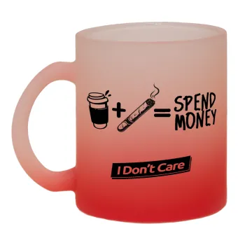 Spend Money, Κούπα γυάλινη δίχρωμη με βάση το κόκκινο ματ, 330ml