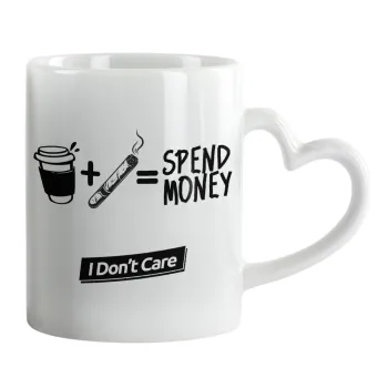 Spend Money, Mug heart handle, ceramic, 330ml