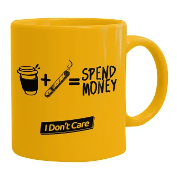 Spend Money, Κούπα, κεραμική κίτρινη, 330ml