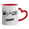 Mug heart red handle, ceramic, 330ml