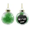 Transparent Christmas tree ball ornament with green filling 8cm