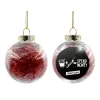 Transparent Christmas tree ball ornament with red filling 8cm