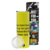 Neon Yellow Travel Tumbler, with metal straw (Stainless steel 304 Food grade, BPA free, 600ml)