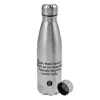 Metallic water bottle, stainless steel, 750ml