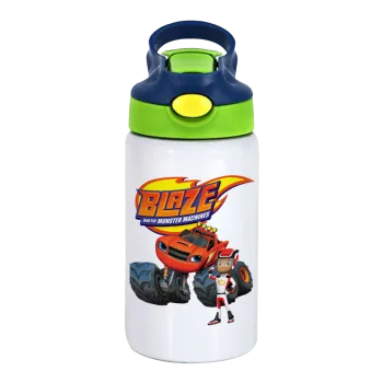 Ο Μπλέιζ και οι Φίλοι του, Παιδικό παγούρι θερμό, ανοξείδωτο, με καλαμάκι ασφαλείας, πράσινο/μπλε (350ml)