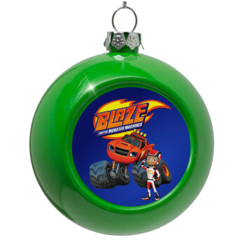 Ο Μπλέιζ και οι Φίλοι του, Στολίδι Χριστουγεννιάτικη μπάλα δένδρου Πράσινο 8cm