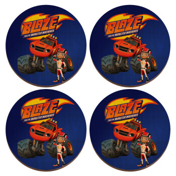 Ο Μπλέιζ και οι Φίλοι του, ΣΕΤ x4 Σουβέρ ξύλινα στρογγυλά plywood (9cm)