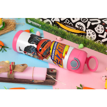 Ο Μπλέιζ και οι Φίλοι του, Πασχαλινή Λαμπάδα με Παιδικό παγούρι θερμό, ανοξείδωτο, με καλαμάκι ασφαλείας, ΡΟΖ (500ml)