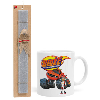 Ο Μπλέιζ και οι Φίλοι του, Easter Set, Ceramic Cup (330ml) & Easter aromatic flat candle (30cm) (GRAY)