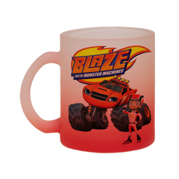 Ο Μπλέιζ και οι Φίλοι του, Κούπα γυάλινη δίχρωμη με βάση το κόκκινο ματ, 330ml