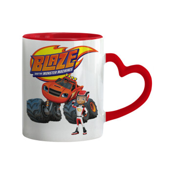 Ο Μπλέιζ και οι Φίλοι του, Κούπα καρδιά χερούλι κόκκινη, κεραμική, 330ml