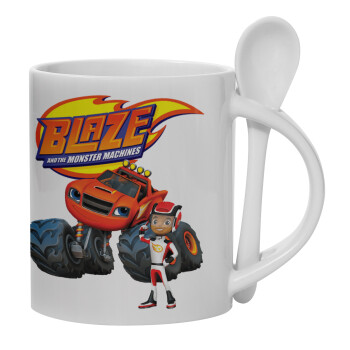 Ο Μπλέιζ και οι Φίλοι του, Ceramic coffee mug with Spoon, 330ml (1pcs)