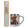 Easter Set, metallic thermal cup (300ml) & aromatic flat Easter candle (30cm) (TURQUOISE)