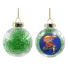 Transparent Christmas tree ball ornament with green filling 8cm