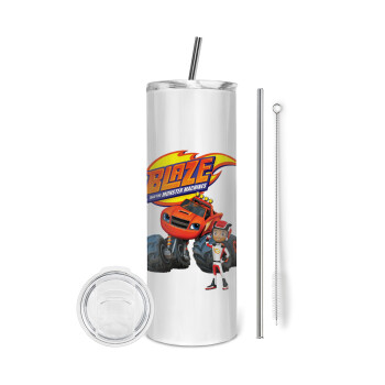Ο Μπλέιζ και οι Φίλοι του, Tumbler stainless steel 600ml, with metal straw & cleaning brush