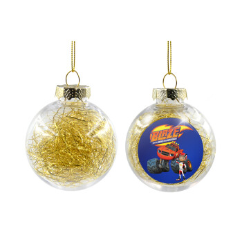 Ο Μπλέιζ και οι Φίλοι του, Χριστουγεννιάτικη μπάλα δένδρου διάφανη με χρυσό γέμισμα 8cm